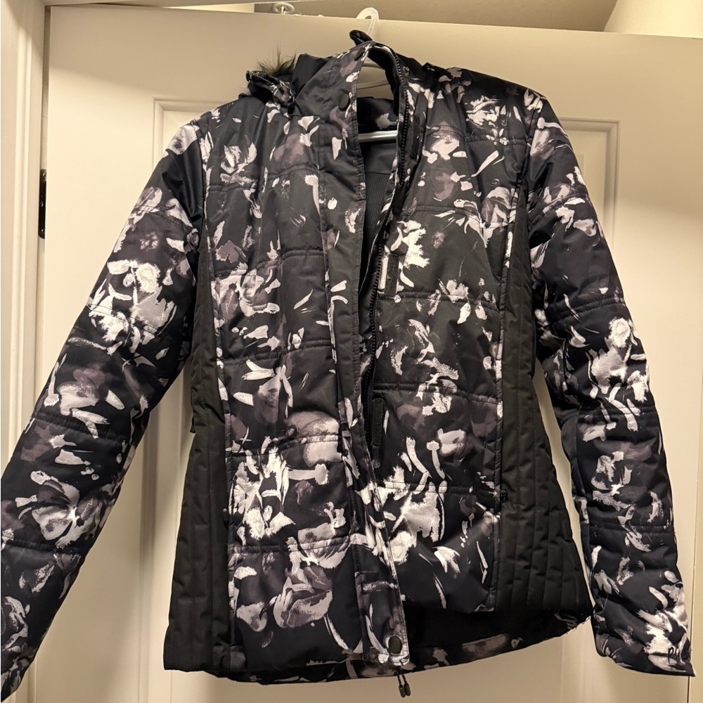 Pulse Black and White Floral Ski Jacket